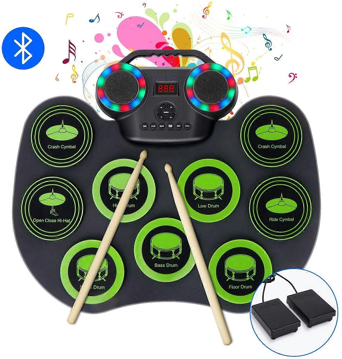 Portable hand-rolled electronic drum flashing light bluetooth drum set built-in lithium battery with