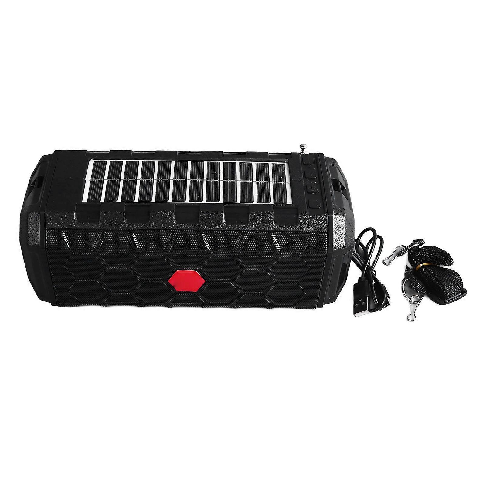 Solar Bluetooth Speaker Solar Panel Waterproof 1200mAh Bright Flashlight Radio Function Shoulder Strap Portable Speaker