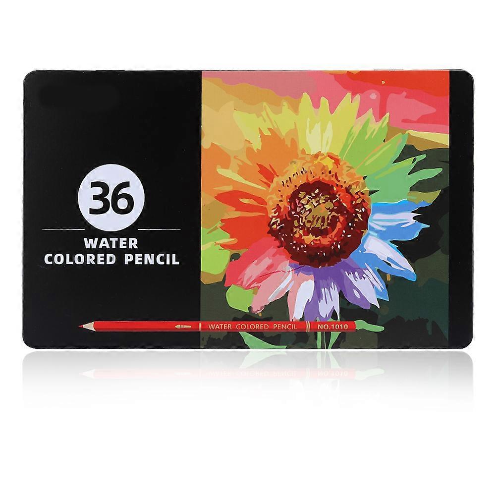 36 لونا مائيا ملونا بقلم رصاص رسم لوحة أقلام ملونة قابلة للذوبان في الماء قرطاسية هدية