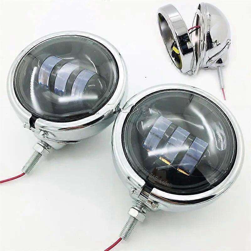 Chrome Parts 4-1/2 Motorsiklet LED Auxiliary Fog Passing Light With 45 Housing Bucket For electra glide Bad Boy