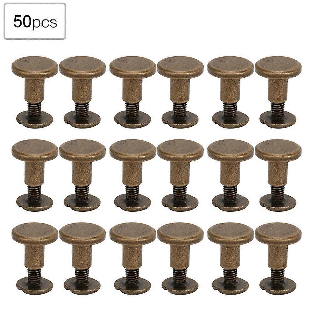 50 Set 8mm Pure Copper Flat Head Rivets Leather Strap Screws Kit for Notebook BindingBronze YEMAA