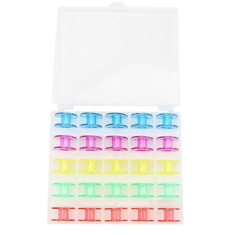 25pcs Plastic Empty Sewing Machine Bobbins Spools With Storage Case