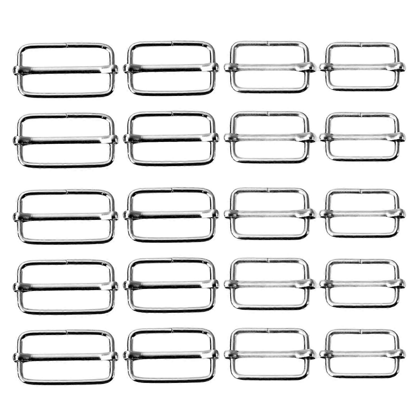 20pcs Slide Buckle Silver Webbing Slider Adjuster For Fasteners Backpack-XinHan