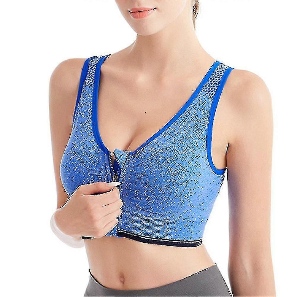 Respirant Zip Front Sports Bra Shockproof Wirefree Running Vest Yoga Bra Sous-vêtements pour femmes