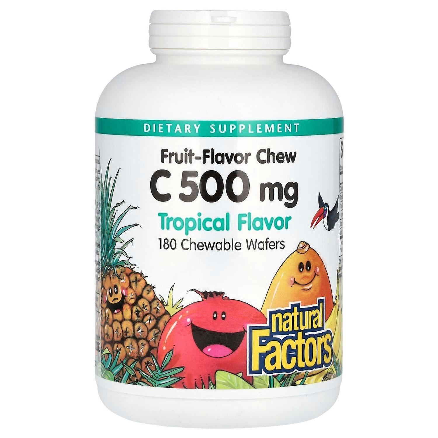 Natural Factors, Vitamin C, Fruit-Flavor Chew, Tropical, 500 mg, 180 Chewable Wafers
