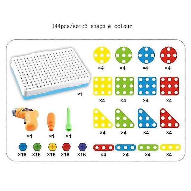 الصبي الجديد الأطفال أداة اللعب مسامير الحفر الكهربائية 3D لغز تعليمي للتظاهر بألعاب اللعب تجميع كتلة نموذج لعبة