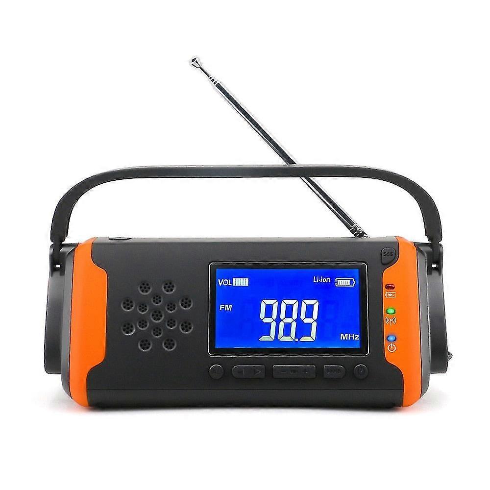 4000Mah solar radio portable emergency radio am/fm radio lcd multifunctional with led flashlight solar mobile powerbank radio