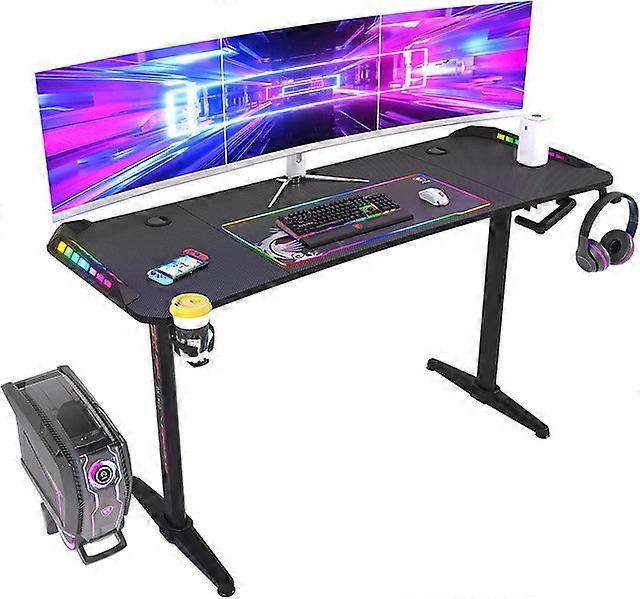 Ergonomic LED Light Gaming Desk Computer Table Workstation, Height Adjustable