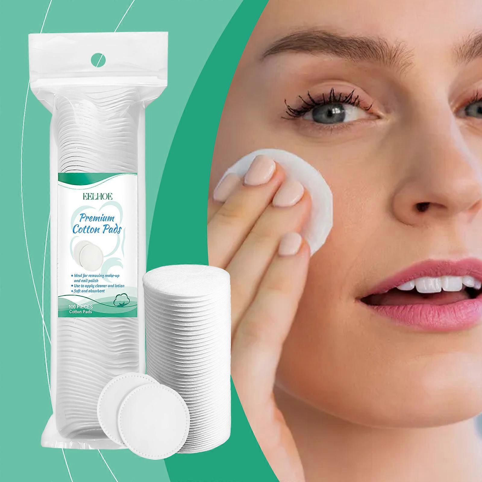Premium Cotton Rounds for Face, 100 Count Makeup Remover Pads, 100% Pure & Natural Facial Cleansing Round Pads, Hypoallergenic