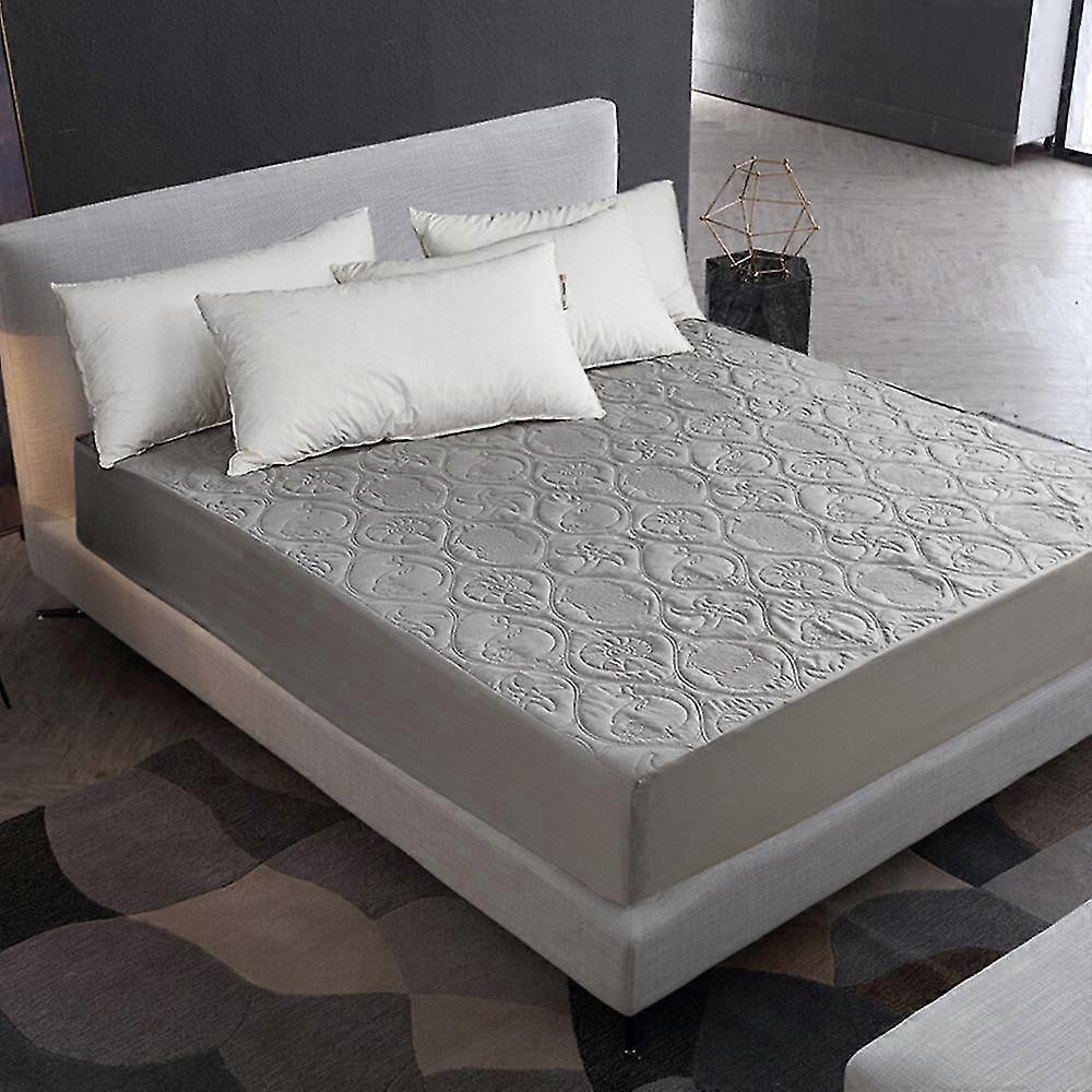 Mattress Protector Grey,fitted Sheet Moisture Protection Waterproof Bed Pads Cotton Mattress Topper Silent Suitable For Box Spring Bed
