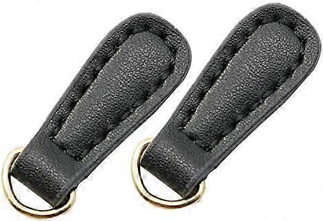 2pcs Genuine Leather Zipper Pulls Black Pull Strap Cord Zipper Pullers Durable Boot Jacket Bag Purse Accessories