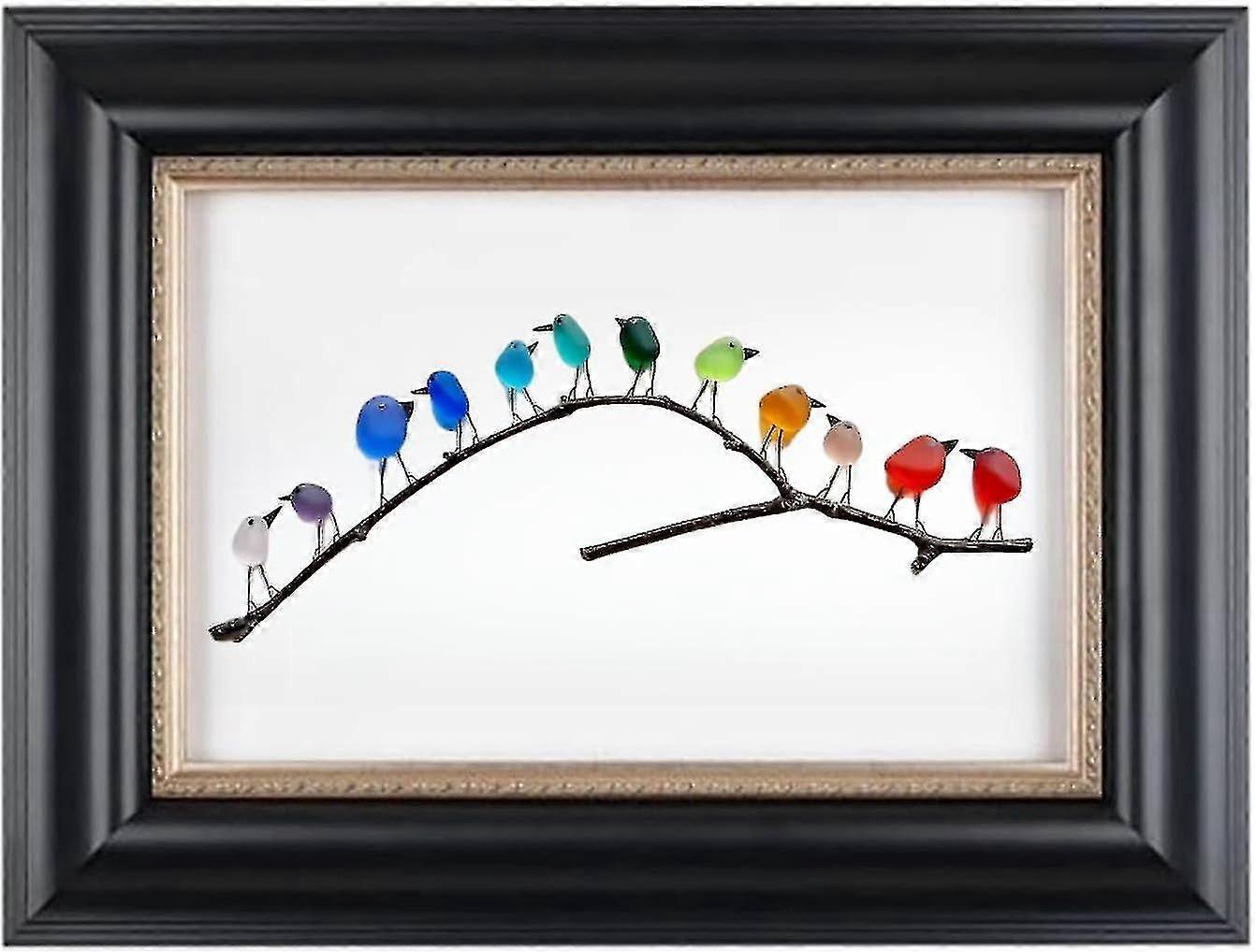 طيور قوس قزح الزجاجية البحرية ، فن زجاج البحر ، صورة زجاج البحر والأخشاب الطافية ، ديكور جدار الطيور قوس قزح ، هدية مثالية لعيد ميلاد عيد ميلاد السنة الجديدة