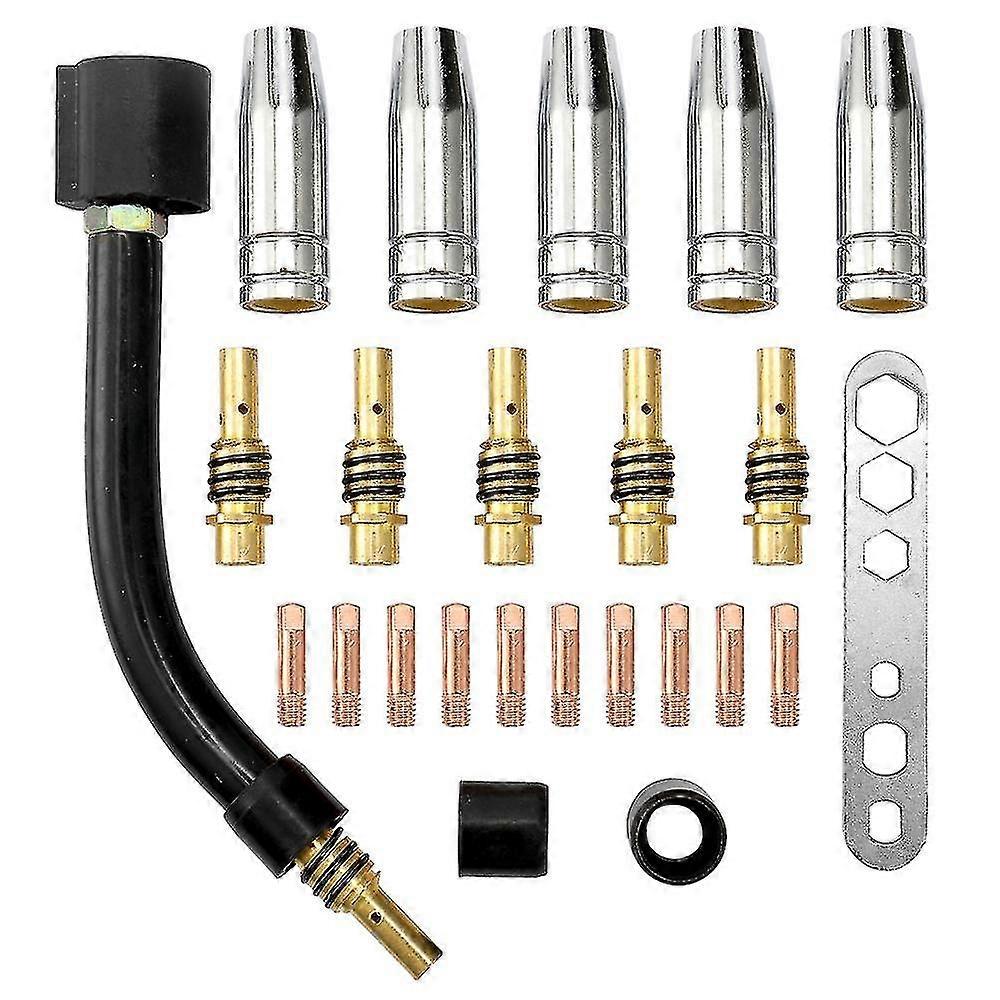 24 adet / set 15ak Meşale Sarf Malzemesi Elektrot Kalkanı Kupası Bağlantı Çubuk İpuçları Mig Kaynak Makinesi için Kaz Boyun Bükümü