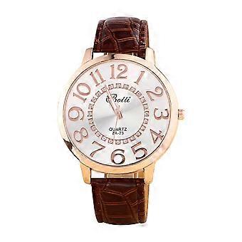 Simple Fashion Printed Strap With Big Digital Round Dial Ladies Quartz Watch