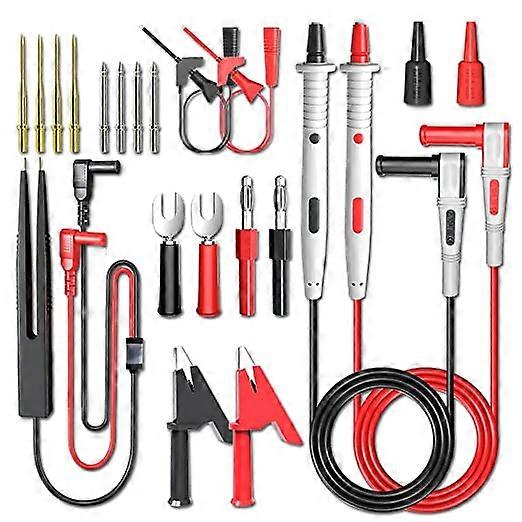 Multimeter Test Leads Kit 21PCS Digital Electrical Test Probes Set with Alligator Clips SMD IC Test Hook Clips Test Tweezer Replaceable