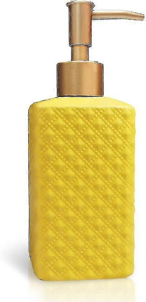 موزع صابون ذهبي ، زجاجة مضخة محلول سيراميك مع نقش مكرر وعتيق ، ديكور منزلي للحمام أو المطبخ