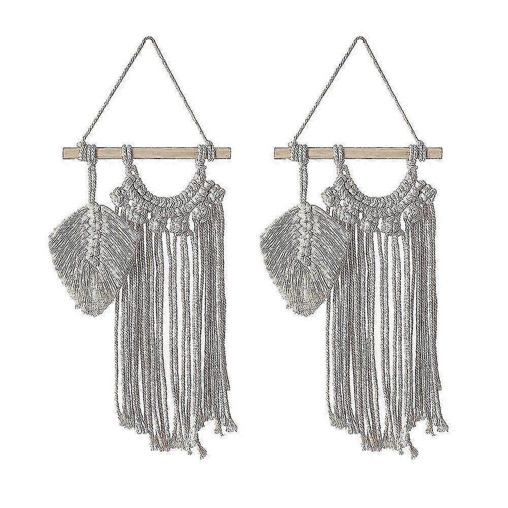 2 Pack Small Macrame Wall Hanging Decor, Leaf Compatible With Apartment Bedroom