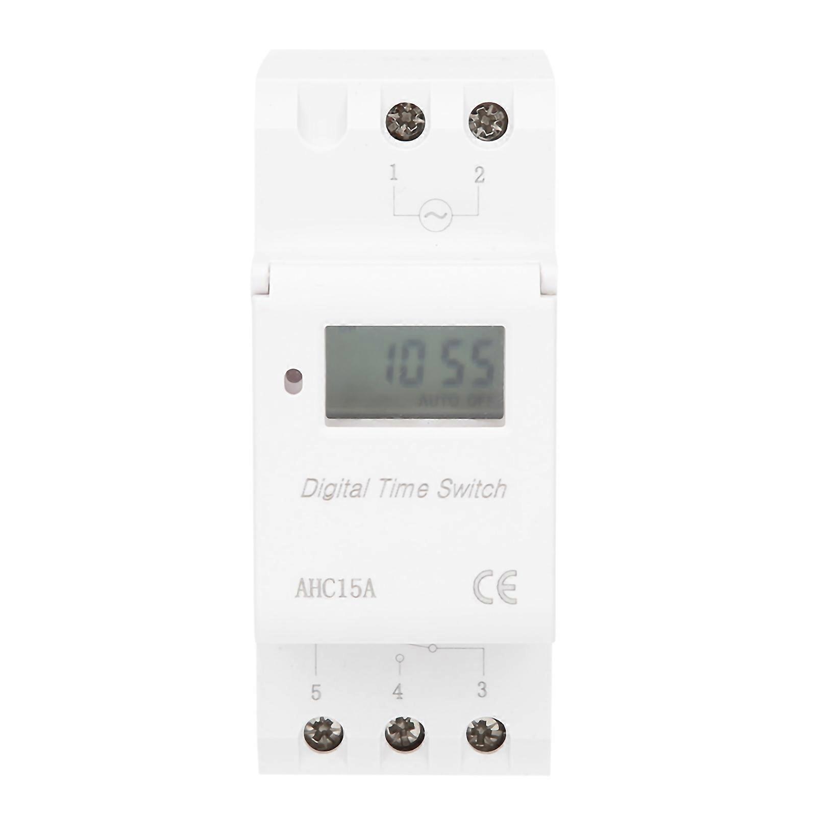 Digital Time Switch LCD Display Rail Type Control Timer AHC15A AC220V?240V Industrial Supplies