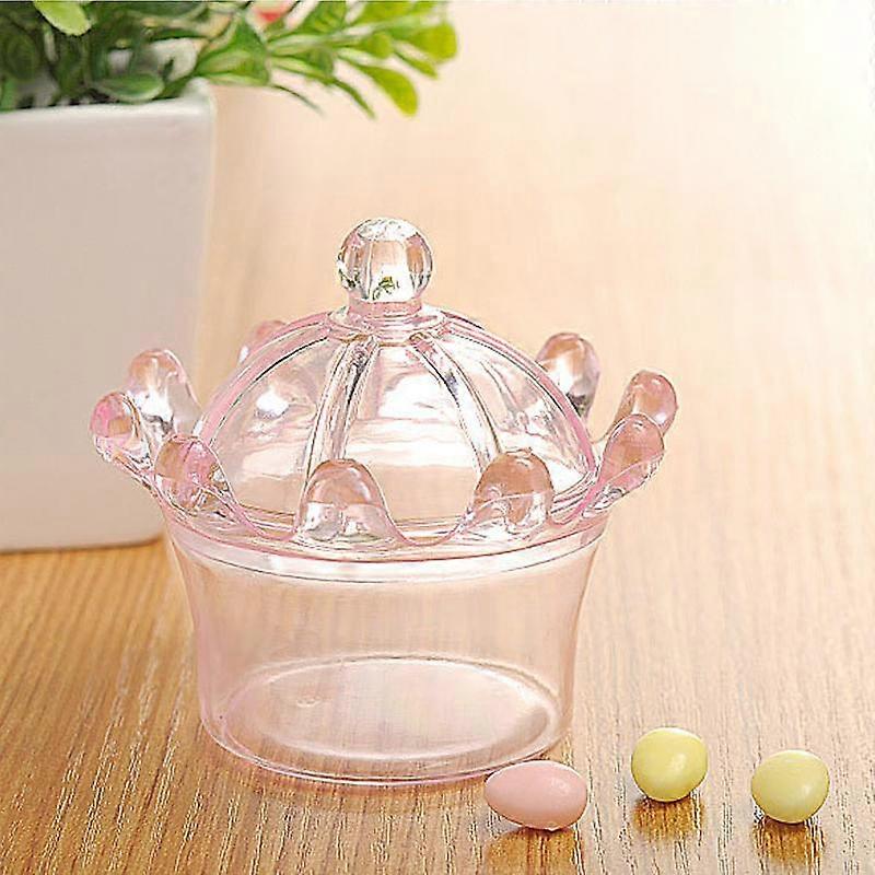 5PCs Creative Candy Cases Crown Shaped Candy Box Crown Gift Box Hollow Clear Candy Boxes Plastic