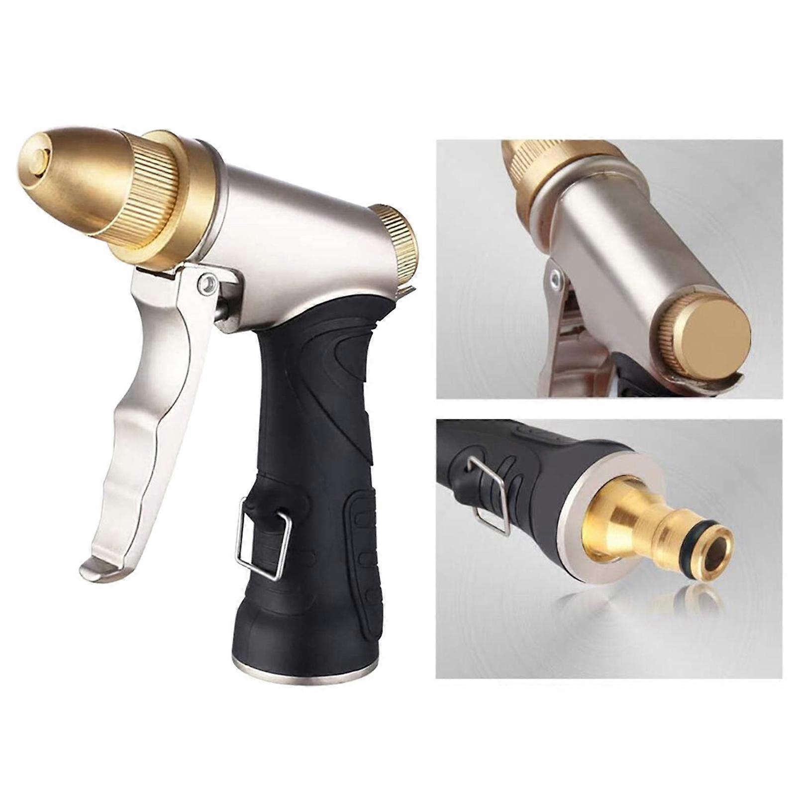 Copper Body High Pressure Garden Watering Hose Spray Nozzle 4 Adjustable Patterns, Anti-Rust Non-Slip, made of solid zinc alloy