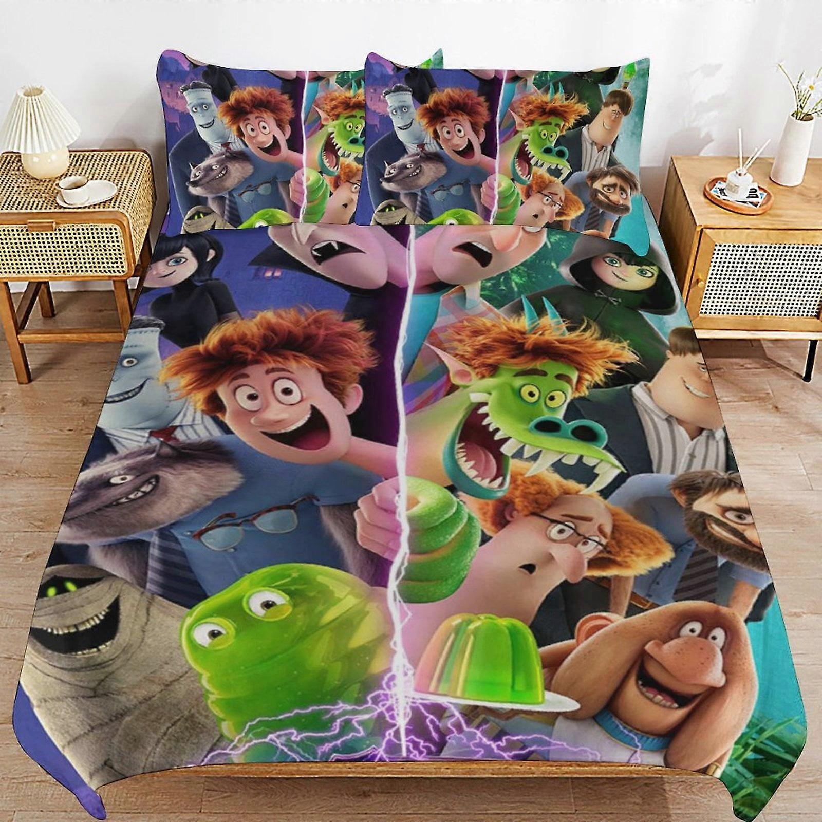 Bäddset GD322 Hotel Transylvania Täcke Set 3 delar påslakanset Mjuka sängkläder för alla årstider (1 täcke 2 örngott) HZ322