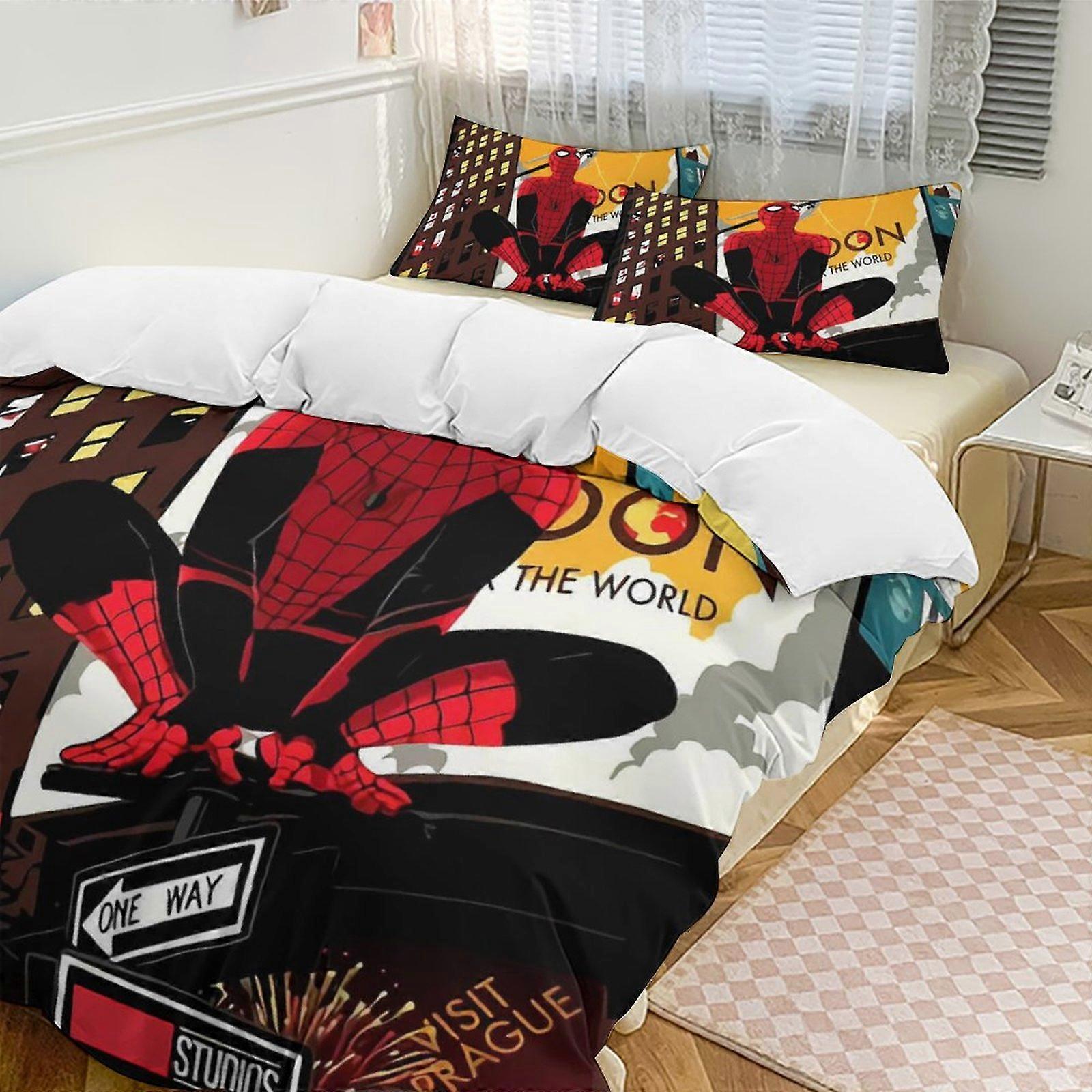 Zm606 Spider-Man 3-Piece Twin Bed Set - Includes 1 Single Quilt And 2 Pillow Cases Bedding - Fade Resistant Microfiber Lc606