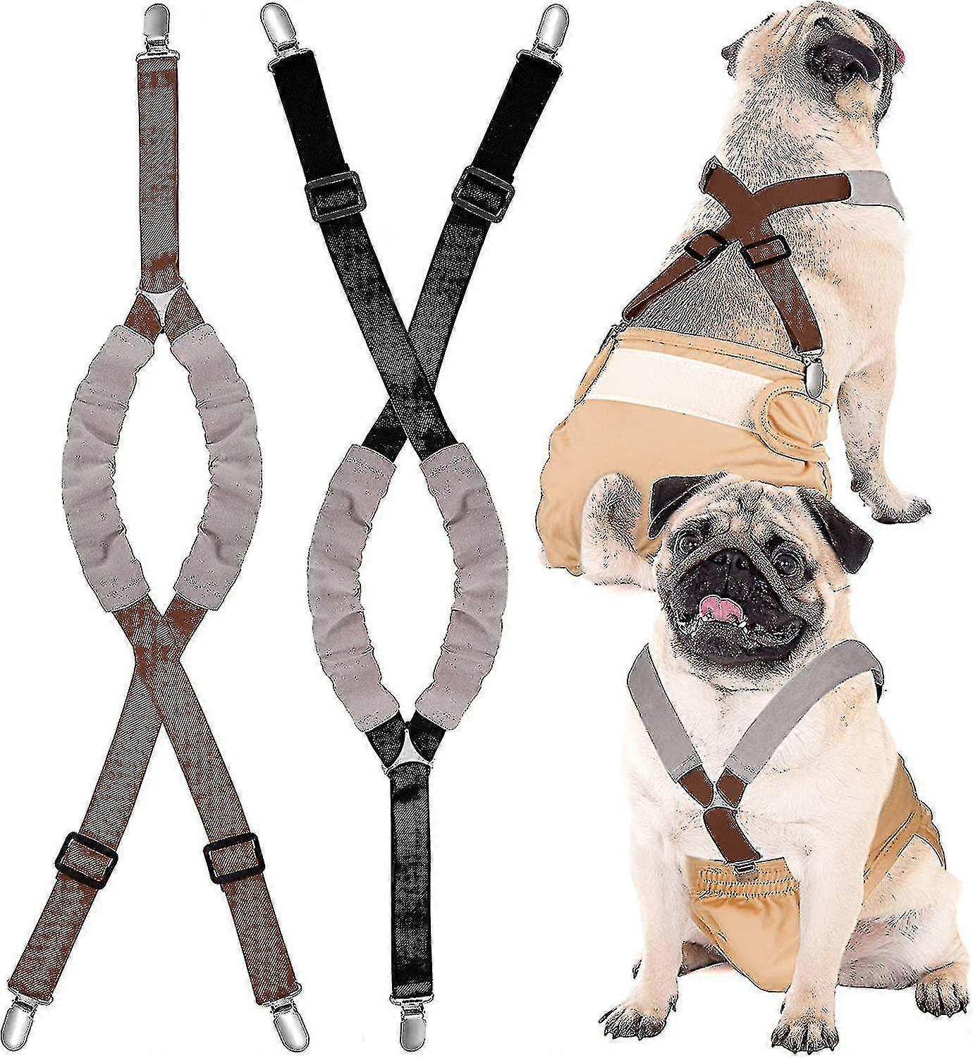 2ピース犬用おむつサスペンダーベリーバンド犬用ハーネス小型中型および大型犬用犬用おむつを保管(黒、茶色、小型)小