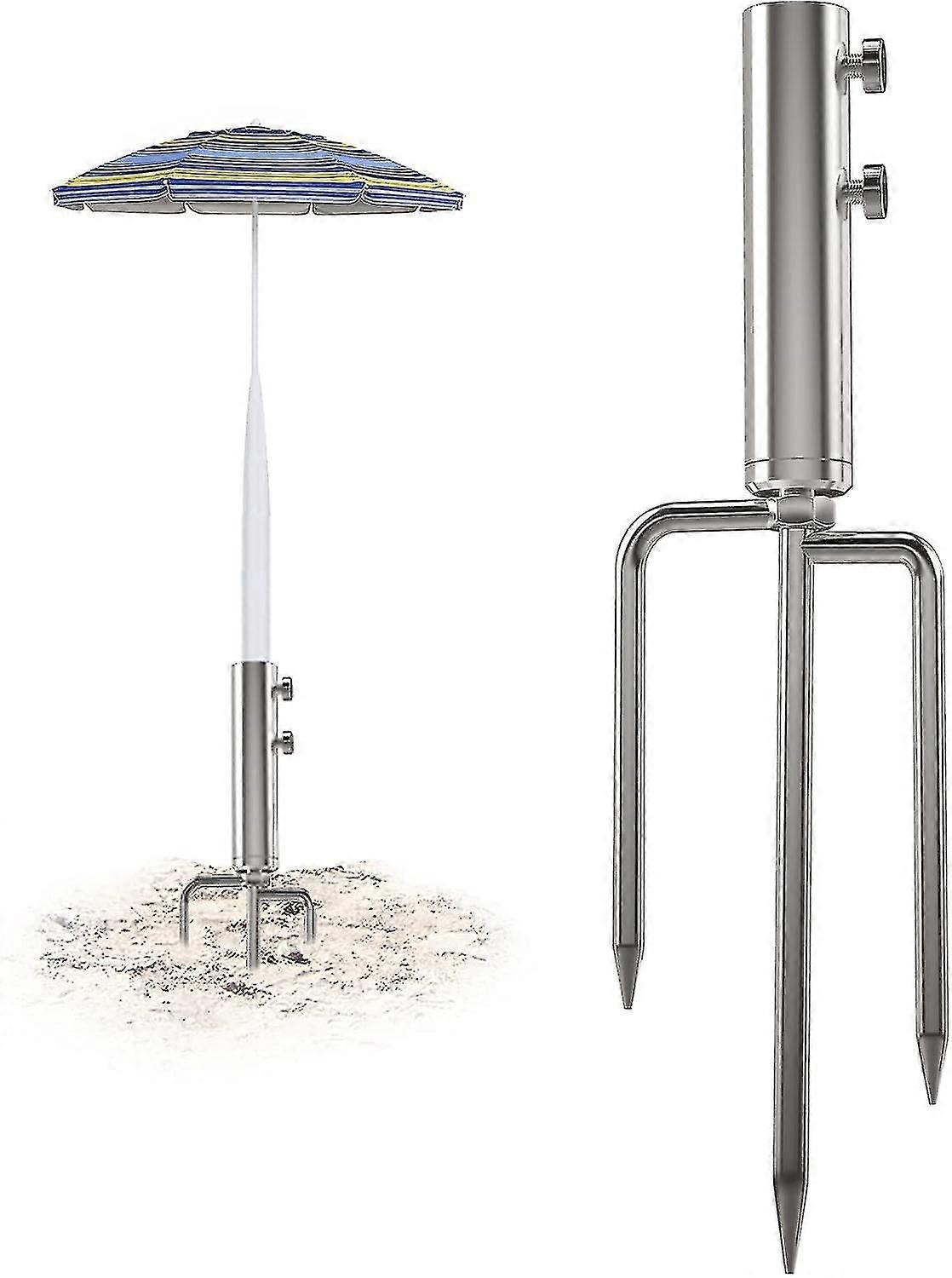 עוגן למעמד מטריות עם 3 דוקרנים, בסיס שמשייה ממתכת עמיד, עוגן פלדה למטריות חיצוניות לדשא וחול בחוף