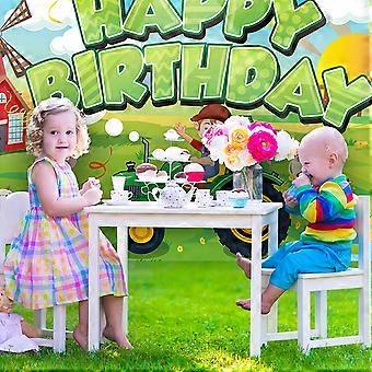 AOZUO Bannière D'anniversaire De Tracteur Vert, Guirlande De