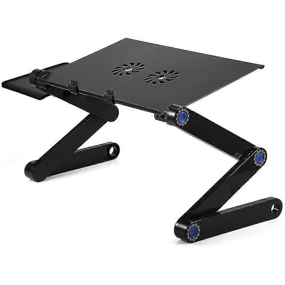 Aluminum Laptop Stand Adjustable With Cooling Fan And Mouse Pad, Reincompatible Withced Ergonomic Lap Desk Foldable Portable Computer Table Compatible