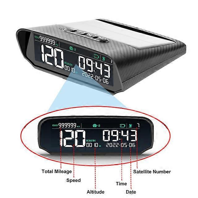 Solar HUD GPS Car Head Up Display Wireless Speedometer Display Speed Satellite Time Date Auto Adjust Screen Brightness Car Clock