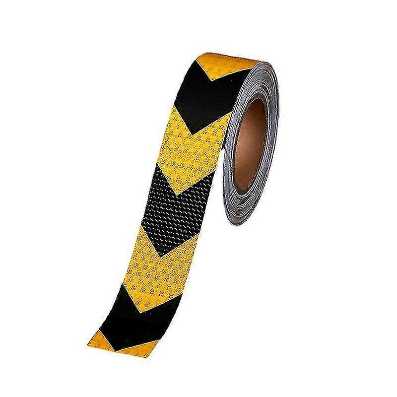 25mx5cm Reflective Warning Tape, Reflector Safety Tape For Arrow Orientation, Warning Sign, High Visibility, High Intensity, Arrow In Yellow And B PXC