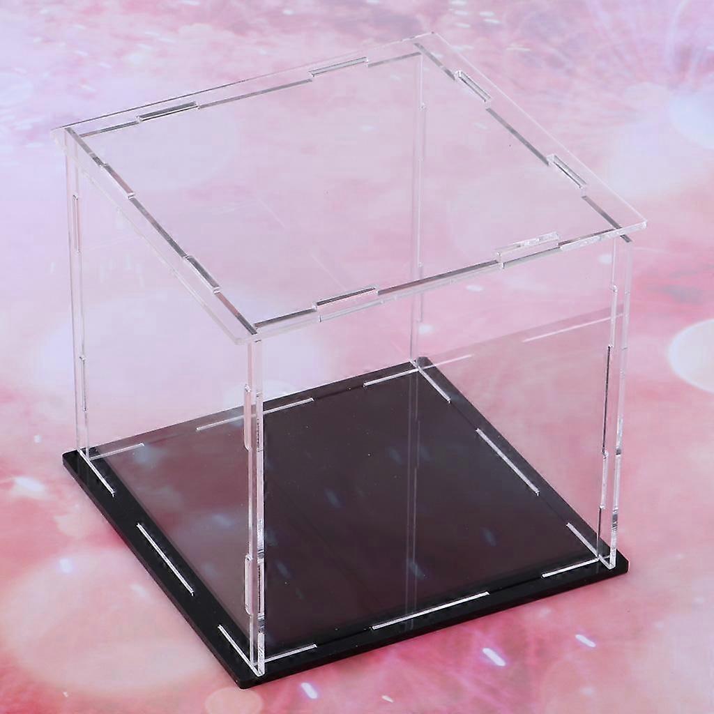 Acrylic Display Case/ Box Dust-proof Showcase Assembly Black Base 10x10x10cm