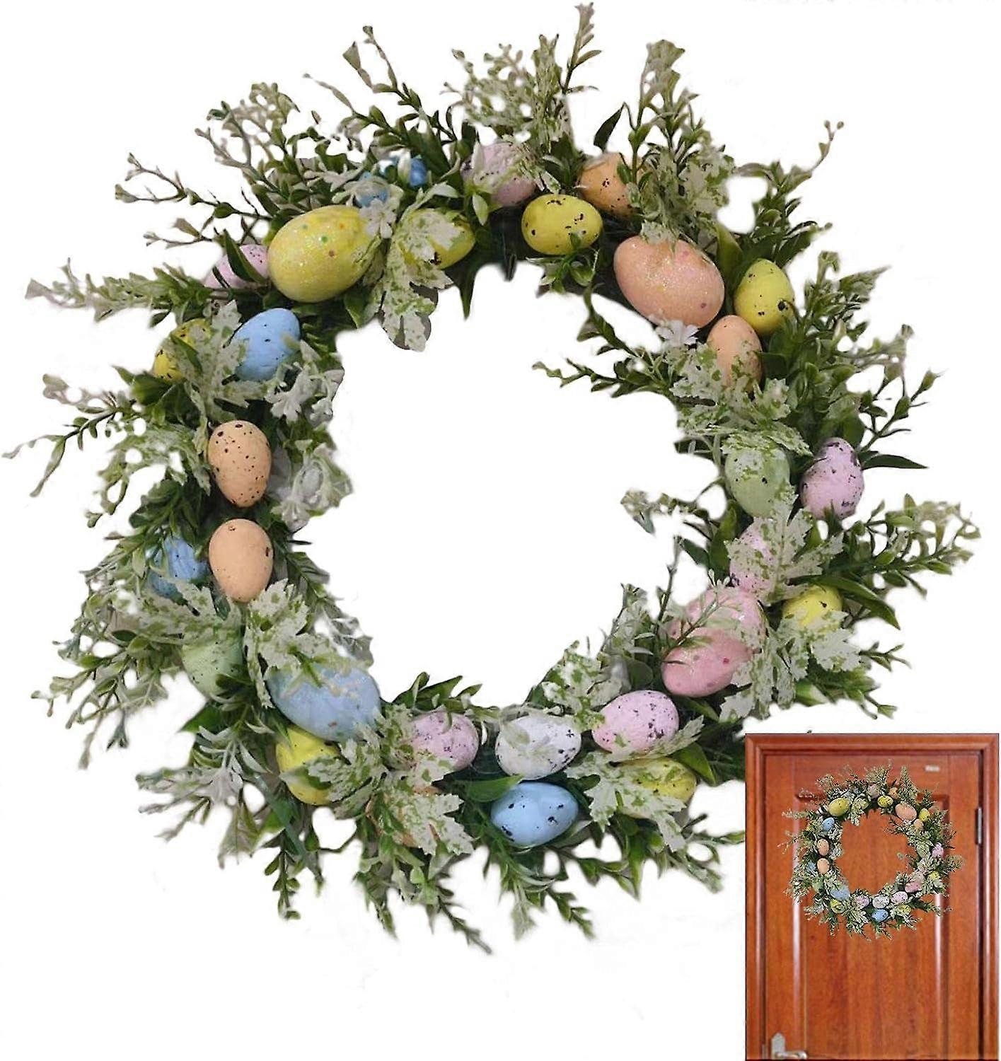 Artificial Easter Wreath Easter Egg Wreath Colorful Berry Wreath For Front Door