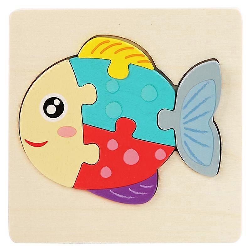 5 PCS Children Wooden Three-dimensional Puzzle(Fish)