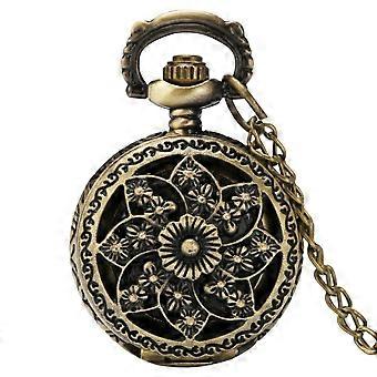pequeño molino de viento de bronce vintage hermosas flores colgante collar pulsera reloj de bolsillo P545