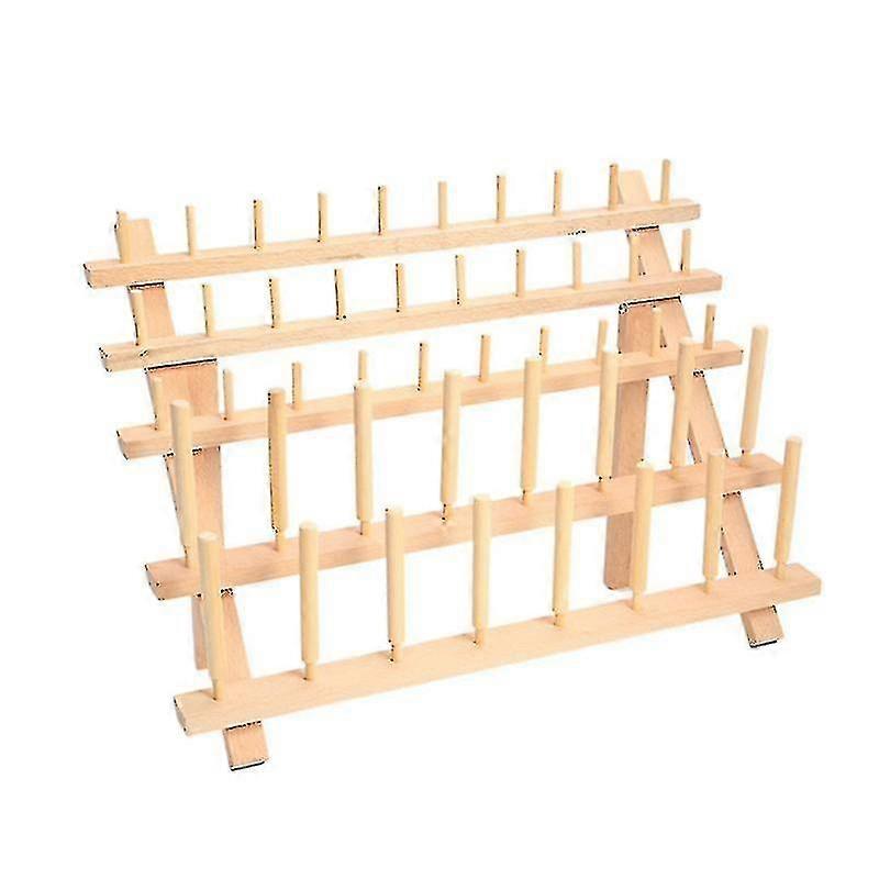 60 Spools Wooden Thread Rack/thread Holder Organizer With Hanging Hooks For Sewing