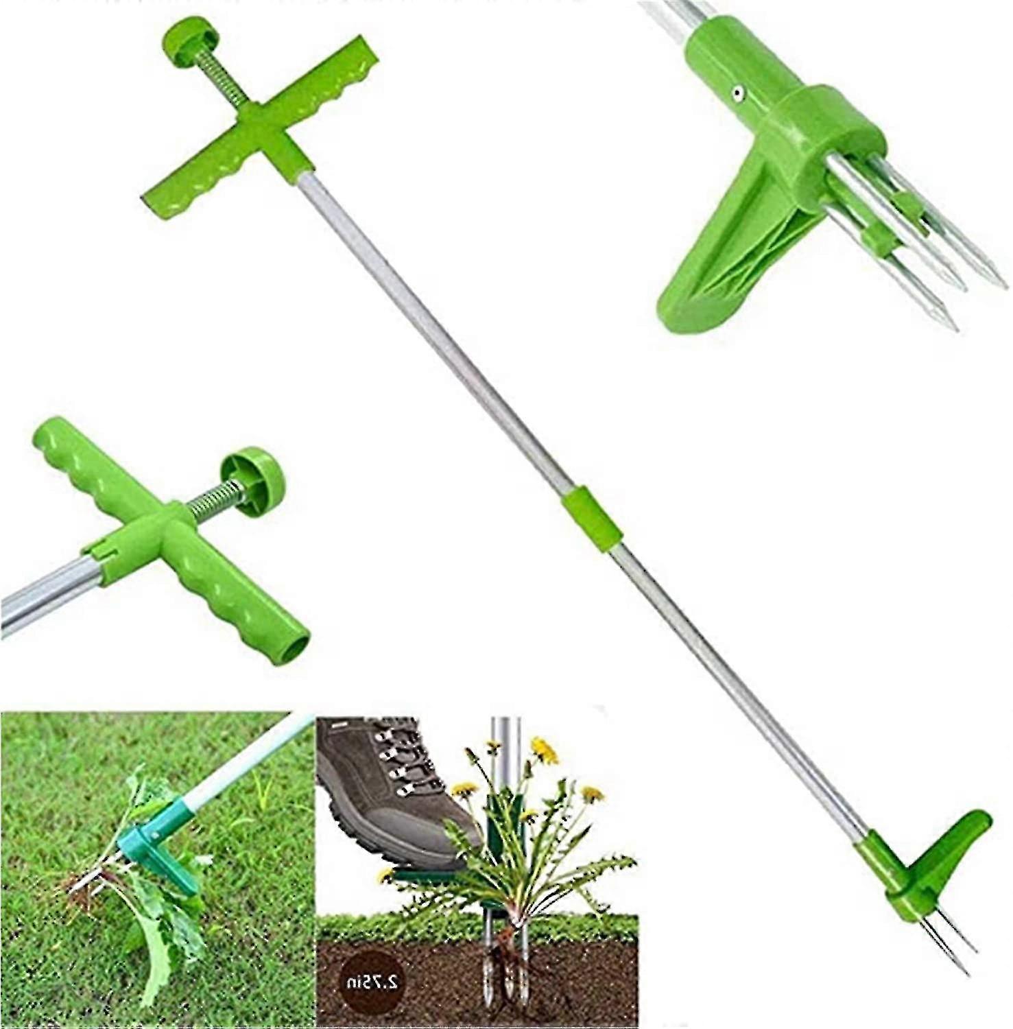 Standing Plant Root Remover Weed Puller Tool With Claws Picker 39" Handle