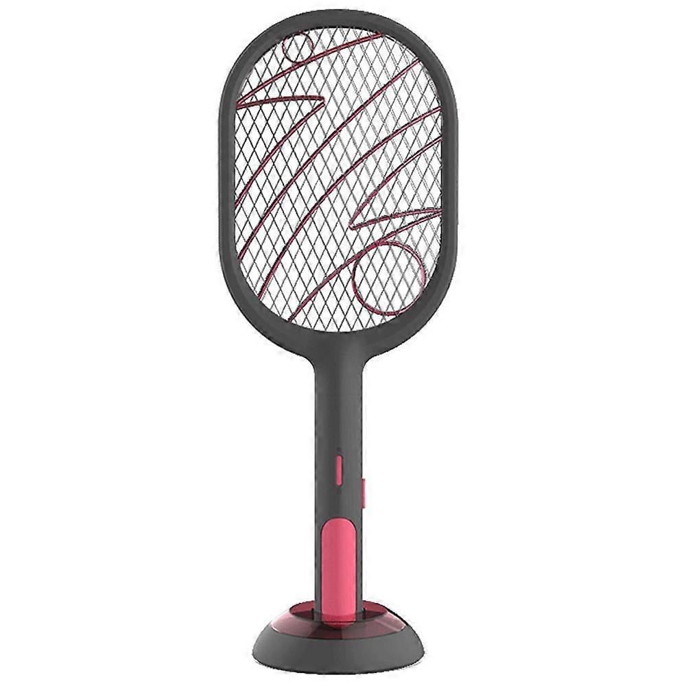 Electric Mosquito Killer, Fruit Fly Swatter USB Rechargeable, LED Lighting, Unique 3-Layer Safety Net - Black
