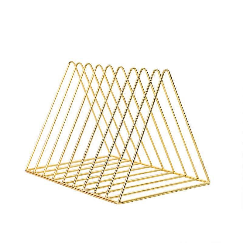 Newspaper Rack Wrought Iron Golden Triangle Office Desktop Bookshelf Magazine Storage Rack