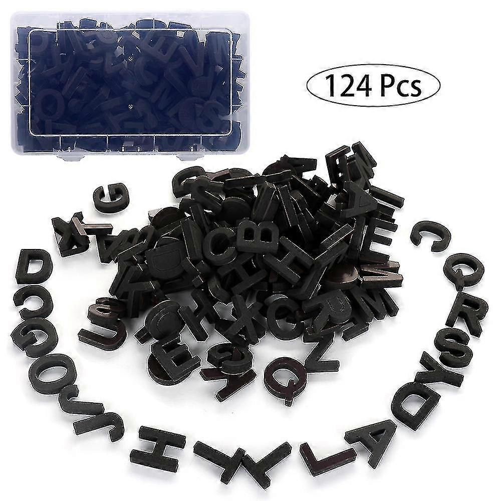 124 Pcs Fridge Magnetic Letters Gift Set Black Alphabet Magnets With Carry Box