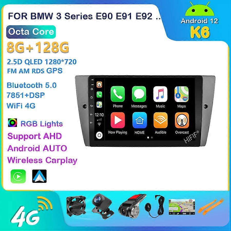 Carplay 4G WIFI Android 13 Auto Video Player für BMW 3er E90 E91 E92 E93 2005-2012 GPS Navi Stereo 2 din Radio DSP TPMS OBD2