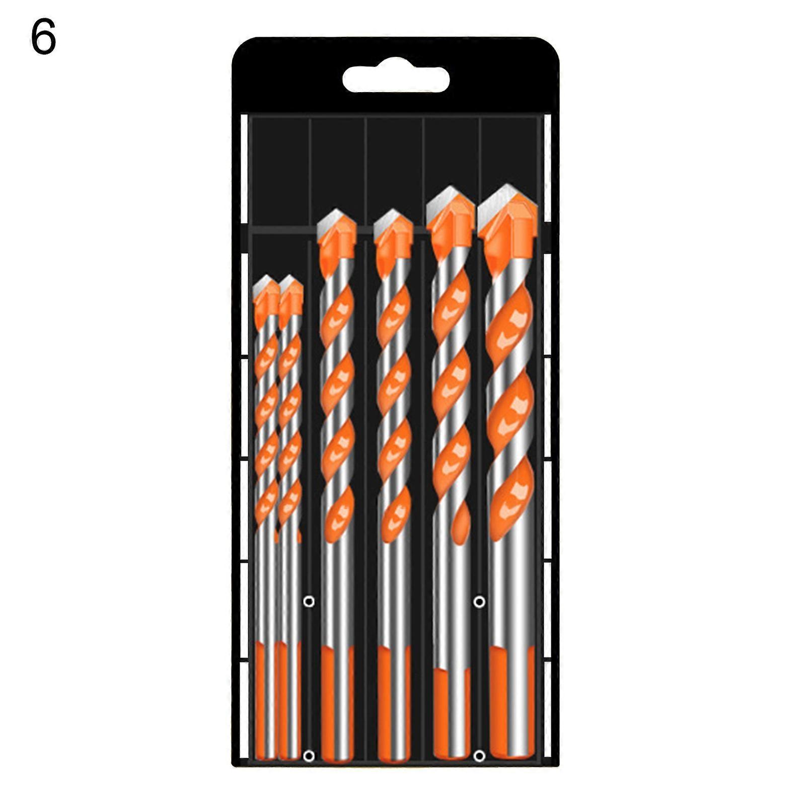 5/6/7Pcs Drill Bits Set Sharp Tip Fast Chip Removal Multipurpose Triangular Shank Masonry Drill Bits for Ceramic Marble Concrete Glass Metal QinHai