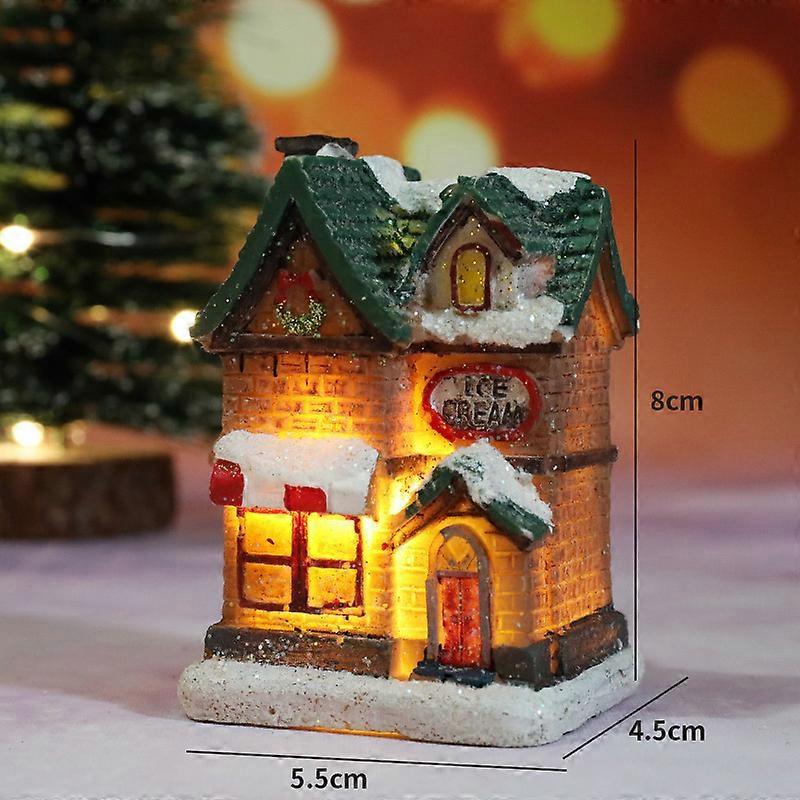 Jul LED Lys Træhus Lysende Hytte Julepynt til hjemmet DIY Xmas Tree Ornaments Nytår 2023 Børnegaver