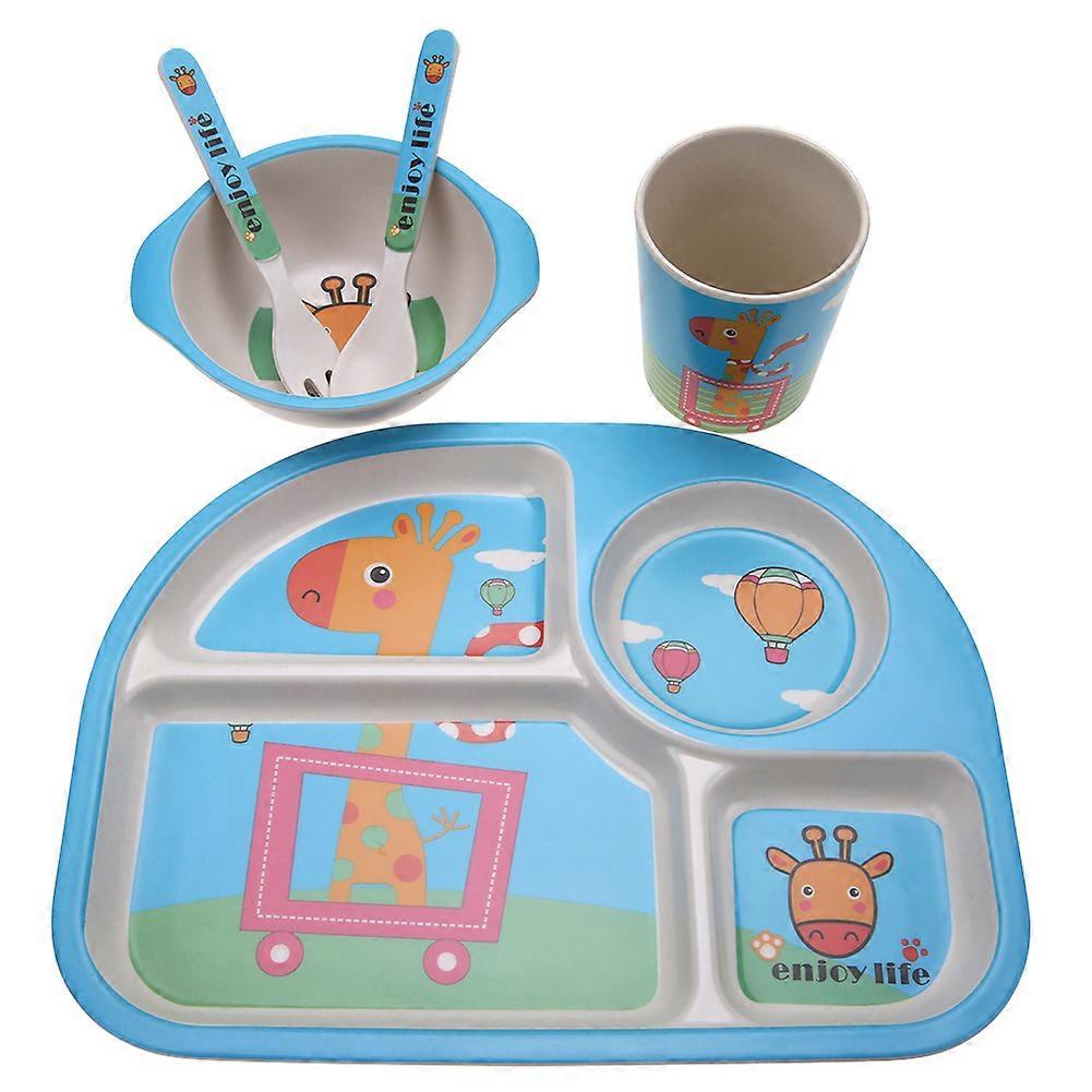 5 Pcs / set Bamboo Fiber 4 Slots Children Tableware Dishes Dinnerware