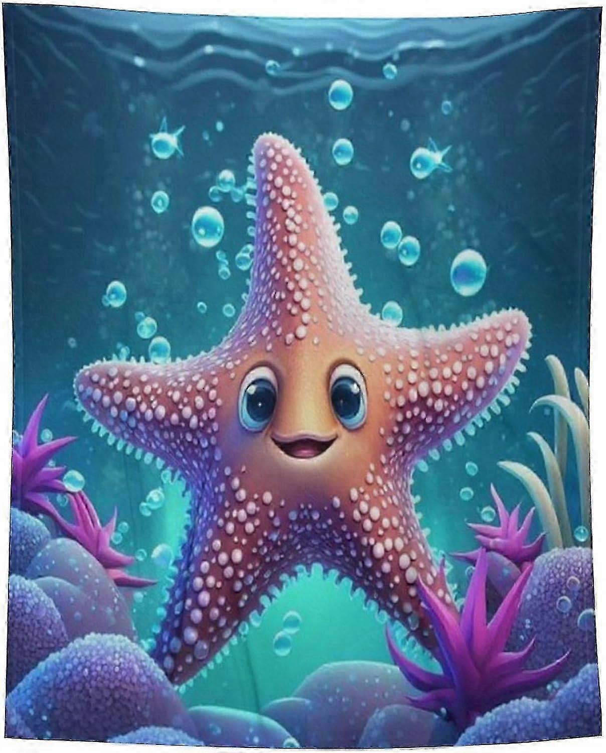 t3432 Blanket Deer Blanket Soft Fluffy Plush Bed Blankets Sofa Blanket, Flannel Blankets for SetteesStarfish Blanket bn3432