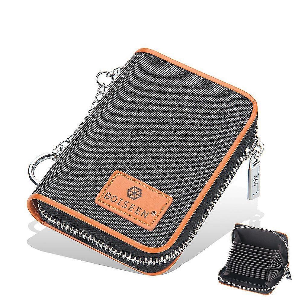 Credit Card Wallet, Zipper Card Cases Holder For Men Women, Rfid Blocking, Key Chain, Compact Size Black