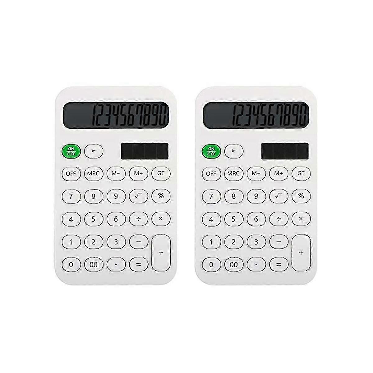 2 Pcs Desk Calculator Basic Calculator 12 Digit Pocket Calculators Desktop with LCD Display for Off