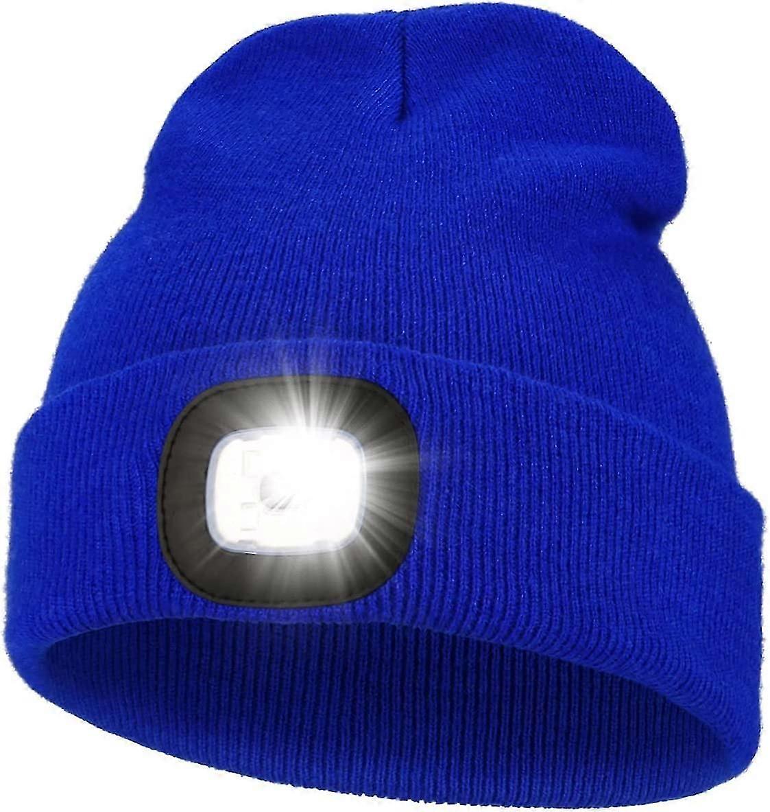 Beanie Hat with a Light, 4 LED Built in Head Torch Hats Hands Free Headlamp Cap