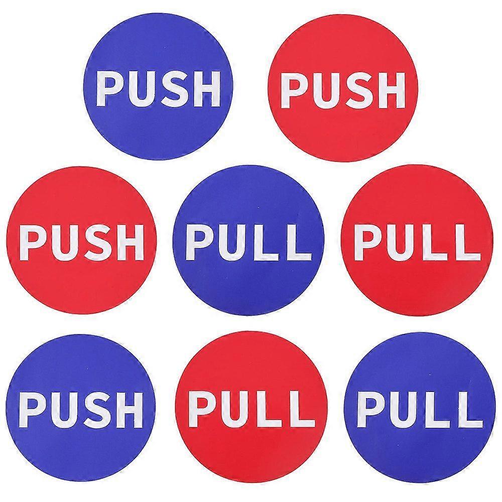 8Sets 2Colors Self-Adhesive Sticker Push Pull Sign Stickers Waterproof Round Dot Push Pull Decals for Doors 4Inch